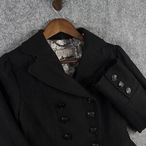 GUESS Los Angeles Wool Blend Double Breasted Black Military Style Coat Jacket